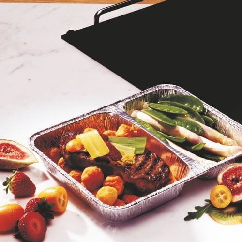 Foremka aluminiowa z wieczkiem 2 komorowa 225 x 177 mm 830 ml - 50 szt./opak. 2