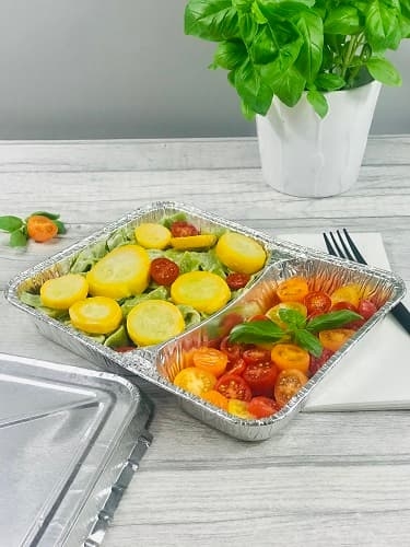 Foremka aluminiowa z wieczkiem 2 komorowa 225 x 177 mm 830 ml - 50 szt./opak. 3