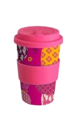 Kubek na kawę wielokrotnego użytku z łusek ryżu 340 ml Pink Forest