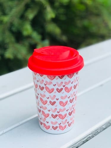 Kubek na kawę wielokrotnego użytku z łusek ryżu 340 ml Red Hearts 3