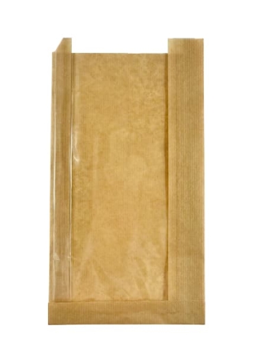 Torebka papierowa fałdowa z okienkiem panoramicznym 15 x 4 x 28 cm - 1000 szt./opak.