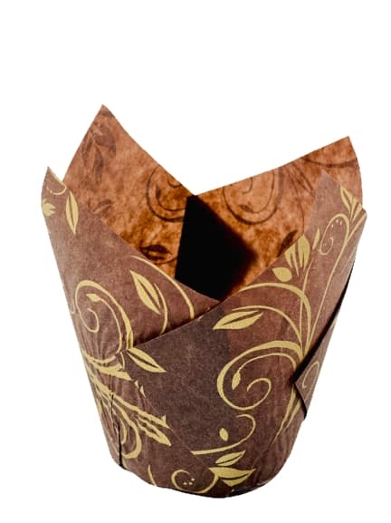 Papilotki tulipany do muffinek brązowo złoty - 200 szt./opak.