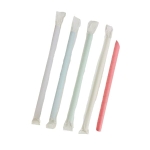 Słomki papierowe Bubble Tea w papierku, ścięte z jednej strony średnica 12 mm - 200 szt./opak.