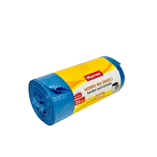 Worki na śmieci 120 L niebieskie MASTER LDPE - 25 szt./rolka