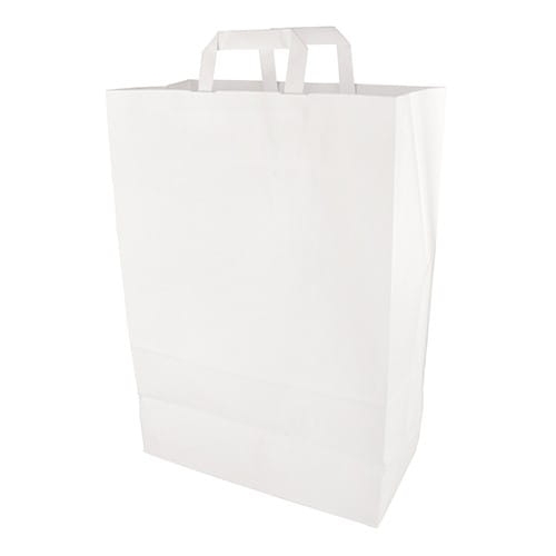 Torba papierowa biała z uchwytem płaskim 32 x 17 x 44 cm - 50 szt./opak.