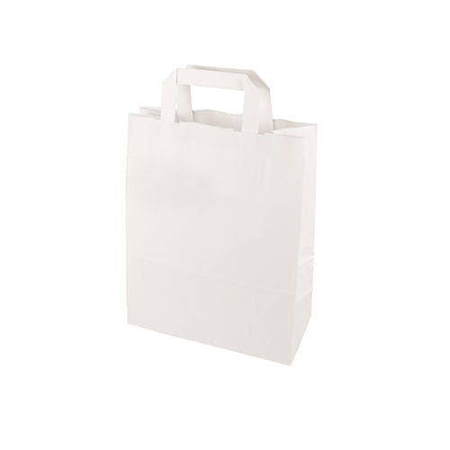 Torba papierowa biała z uchwytem płaskim 22 x 10 x 28 cm - 50 szt./opak
