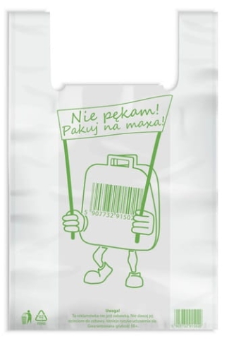 Torba reklamowa "M" - 25 x 45 + 6 cm - biała LDPE 52 mikron- 100 szt./opak +/- 2%
