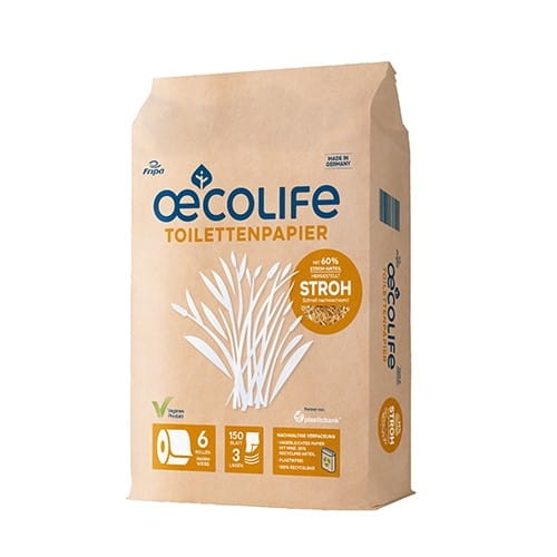 Papier toaletowy ze słomy, 3 warstwowy "Oecolife” biały - 6 szt./opak.