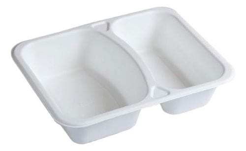 Pojemnik do zgrzewu z pulpy trzciny cukrowej 2 komorowy 227 x 178 x 50 mm - 50 szt./opak.