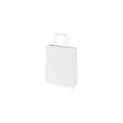 Torba papierowa biała z uchwytem skręcanym 18 x 8 x 21 cm - 50 szt./opak.