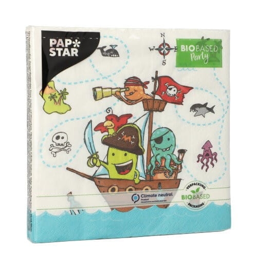 Serwetki 3-warstwowe składane 1/4, 33 x 33 cm Pirate Crew - 20 szt./opak 2