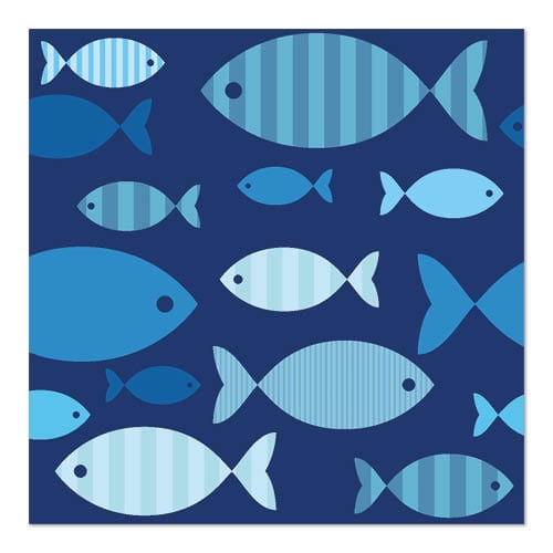 Serwetki 3-warstwowe składane 1/4 33 x 33 cm Blue Fish -20 szt./opak