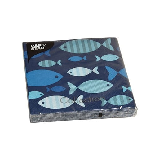 Serwetki 3-warstwowe składane 1/4 33 x 33 cm Blue Fish -20 szt./opak 2