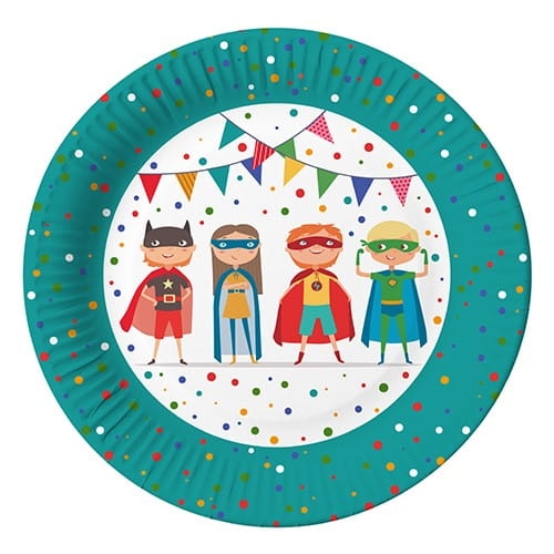 Talerz papierowy 23 cm Superhero - 10 szt./opak