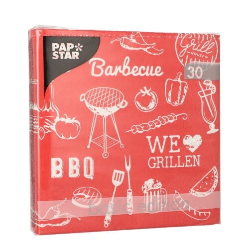 Serwetki 3-warstwowe składane 1/4 33 x 33 cm BBQ Love - 30 szt./opak 2