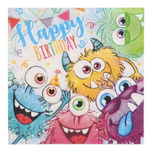 Serwetki 3-warstwowe składane 1/4, 33 x 33 cm Funny Monsters - 20 szt./opak