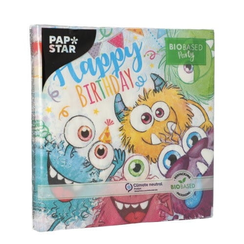 Serwetki 3-warstwowe składane 1/4, 33 x 33 cm Funny Monsters - 20 szt./opak 2