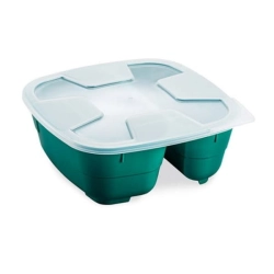Miski zielona z pokrywą do wielokrotnego użytku, duża 2 komorowa, 1000 ml Good Bowl
