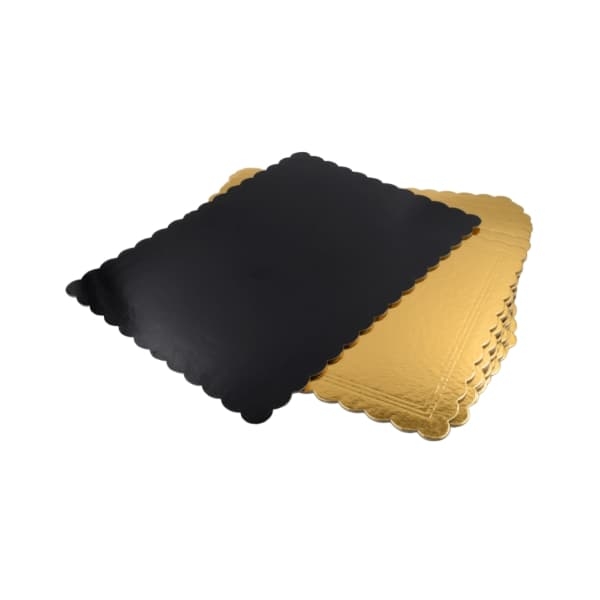 Podkład złoto-czarny pod tort prostokątny karbowany 40 x 50 cm - 15 szt./opak.