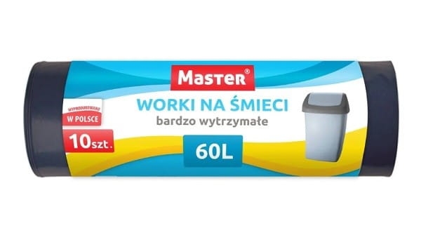 Worki na śmieci 60 L LDPE MOCNE Master czarny - 10 szt./rolka