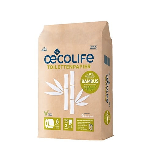 Papier toaletowy z bambusa, 3 warstwowy "Oecolife” beżowy - 6 szt./opak.