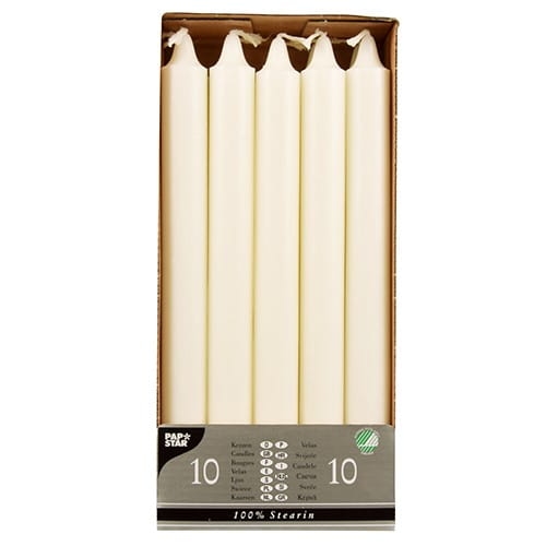 Świeca długa prosta stołowa 24 cm biały - 10 szt./opak.