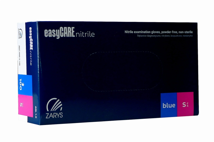 Rękawice easyiCARE nitrylowe, niebieskie, bezpudrowe roz. S- 100 szt./opak. 3