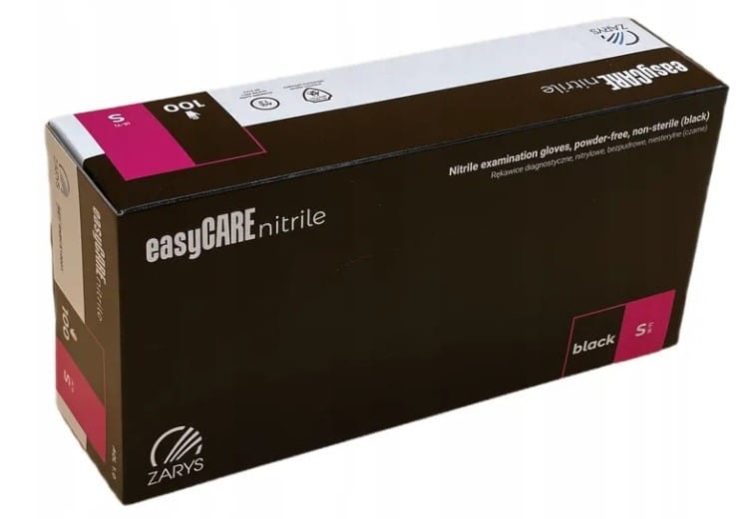 Rękawice nitrylowe easyCARE rozmiar S CZARNE - 100 szt./opak. 2