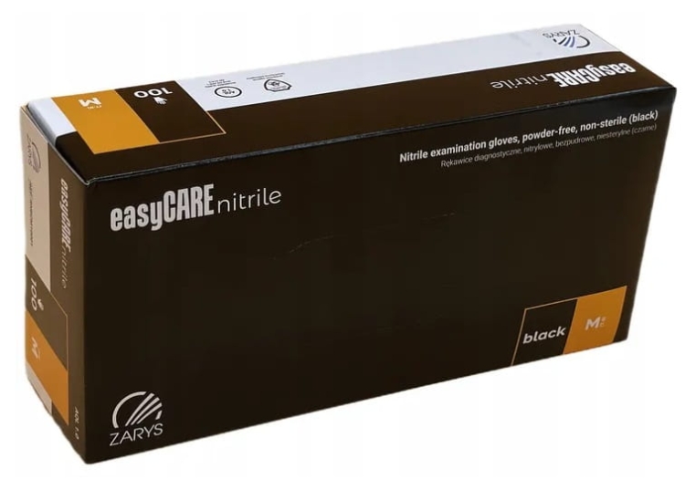 Rękawice nitrylowe easyCARE rozmiar M CZARNE - 100 szt./opak. 2