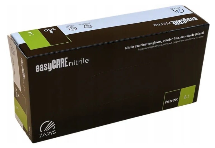 Rękawice nitrylowe easyCARE rozmiar L CZARNE - 100 szt./opak. 2