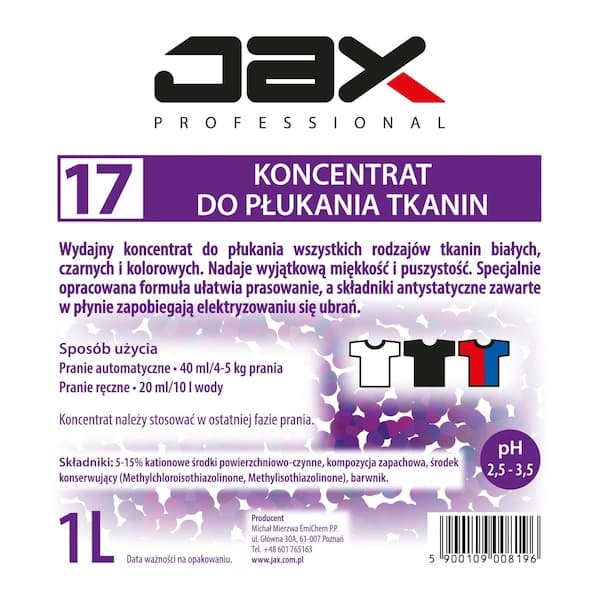 Profesjonalny koncentrat do płukania tkanin JAX-17 - 1 litr 2