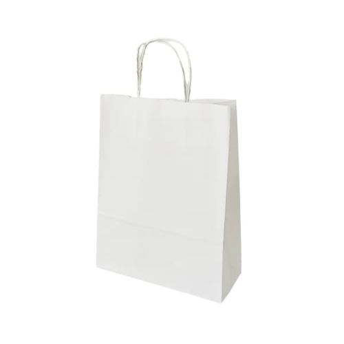 Torba papierowa biała z uchwytem skręcanym 25 x 11 x 32 cm - 250 szt/kart.