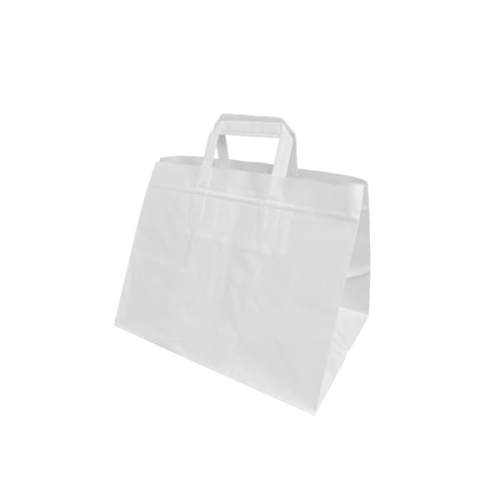 Torba papierowa biała z uchwytem płaskim 32 x 22 x 25 cm - 250 szt./kart.