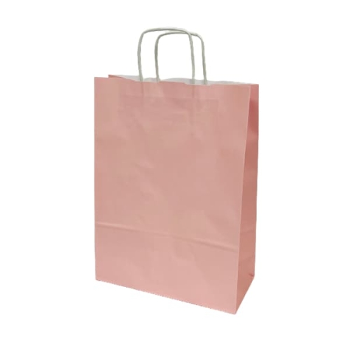 Torba papierowa kolor róż pudrowy z uchwytem skręcanym 24 x 10 x 32 cm - 50 szt./opak