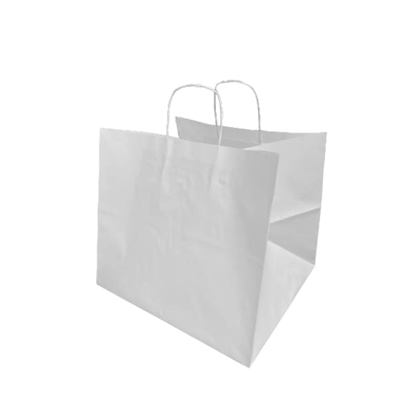 Torba papierowa z uchwytem skręcanym 36 x 33 x 32 cm - biała - 100 szt./opak.