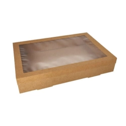 Pudełko cateringowe 31 x 45 x 8 cm z pokrywą z okienkiem  - 10 szt/opak