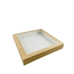 Pudełko na sushi papierowe z okienkiem 32 x 32 x 5 cm kraft - 50 szt./opak.