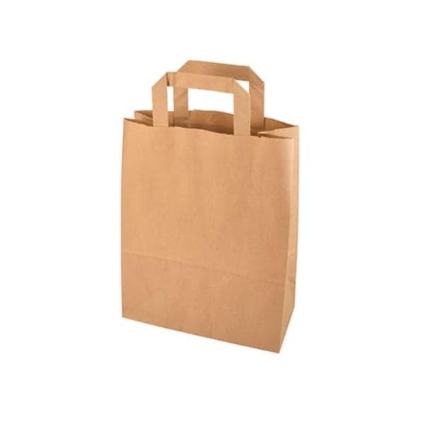 Torba papierowa brązowa z uchwytem płaskim 26 x 14 x 30 cm - 250 szt./karton