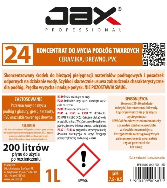 Płyn do podłóg twardych JAX 24 - 1 L 2