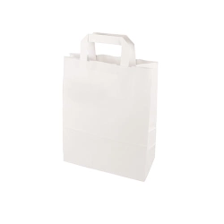 Torba papierowa biała z uchwytem płaskim 18 x 9 x 23 cm - 50 szt./opak