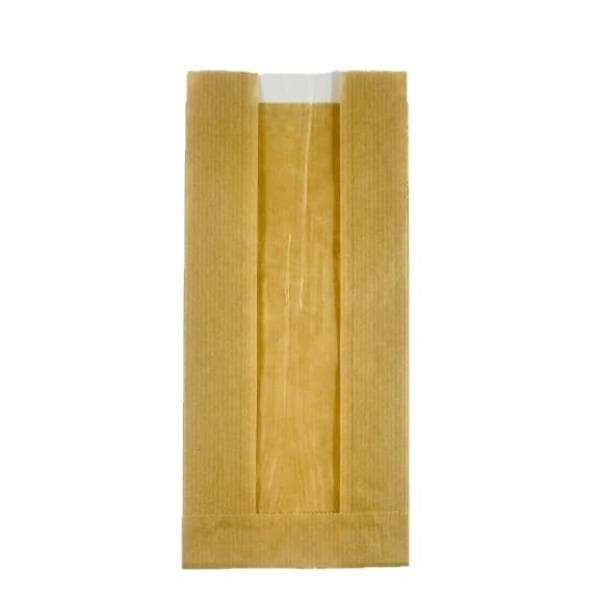 Torebka papierowa fałdowa z okienkiem 11 x 6 x 24 cm - 1000 szt./opak.