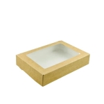 Pudełko na sushi papierowe z okienkiem 26 x 19 x 5 cm kraft - 50 szt./opak.