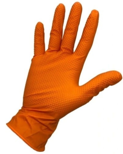 Rękawiczki nitrylowe Gripzzly, pomarańczowe L, diamentowa struktura - 50 szt./opak.