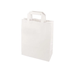 Torba papierowa biała z uchwytem płaskim 26 x 16 x 33 cm - 250 szt./karton