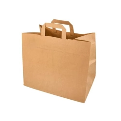 Torba papierowa brązowa z uchwytem płaskim 32 x 22 x 25 cm - 250 szt./karton