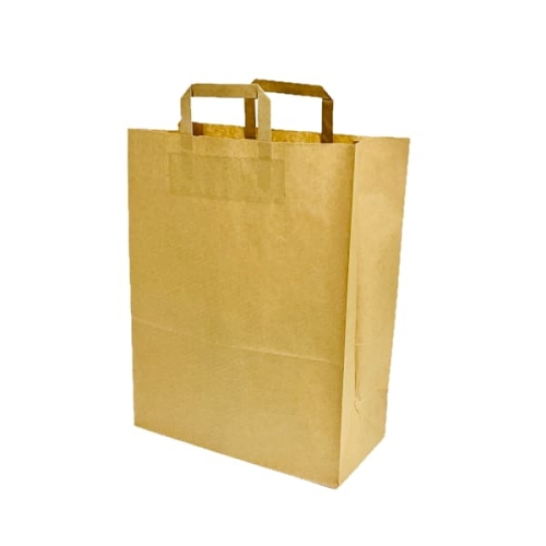 Torba papierowa brązowa z uchwytem płaskim 32 x 17 x 45 cm - 100 szt./opak.