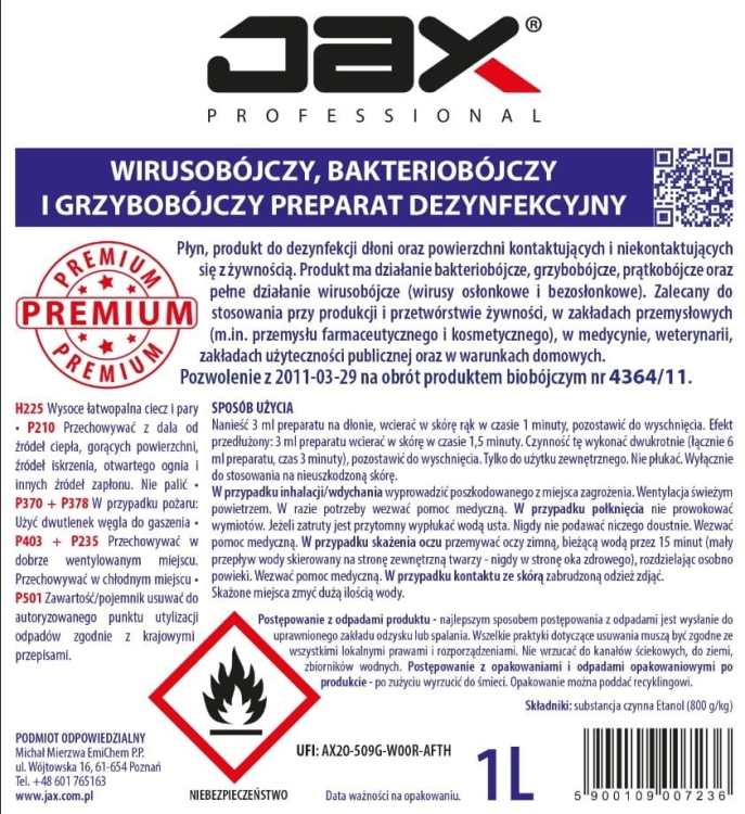 Preparat dezynfekcyjny, wirusobójczy, bakteriobójczy, grzybobójczy z pompką - 1000 ml 2