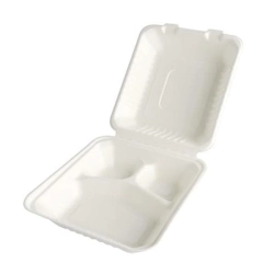 Pojemnik z trzciny cukrowej 3 komorowy 23 x 23 x 7,5 cm - 50 szt./opak.