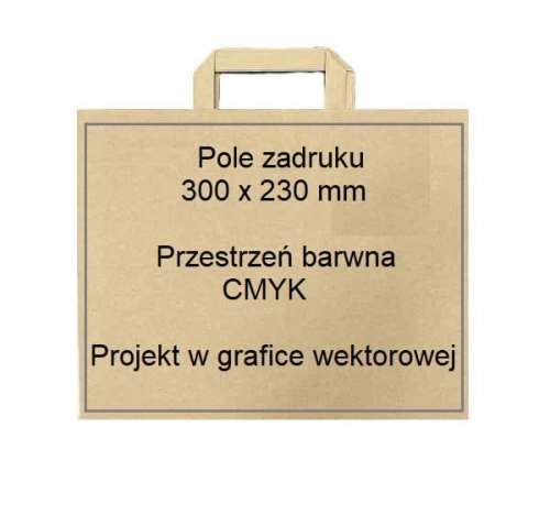 Torba papierowa brąz z nadrukiem indywidualnym, uchwyt płaski 32 x 22 x 25 cm