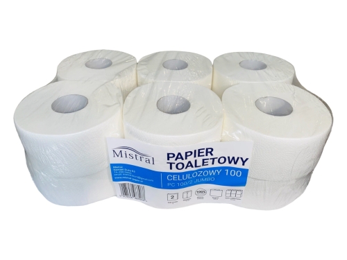 Papier toaletowy 2 warstwowy celuloza Jumbo 100 mb - 12 rol./opak.